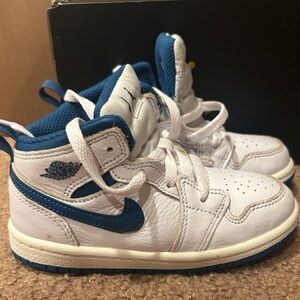 Kids White and Blue Sneakers